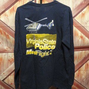Virginia St Police Med Flight Helo Graphic T~long sleeve~Medic~EUC